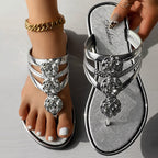 Floral Pattern Flip Flops, Comfortable And Casual Summer Beach Slippers