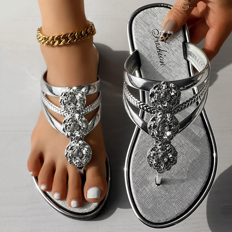 Floral Pattern Flip Flops, Comfortable And Casual Summer Beach Slippers