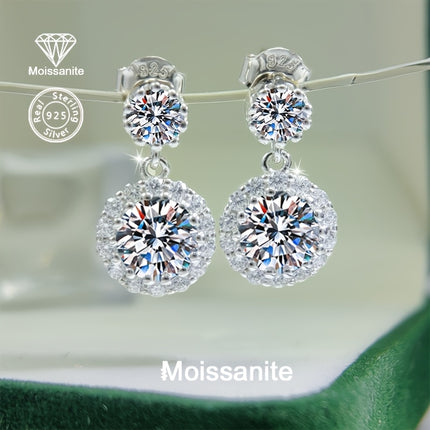Sterling Silver Moissanite Earrings 2 Ct Luxury Classic