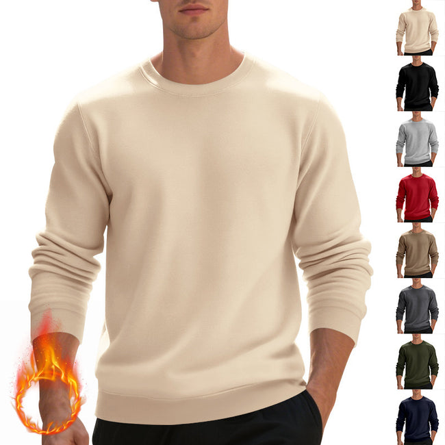 Fleece-lined Crew Neck Sweater Male Loose Casual Top Main Image