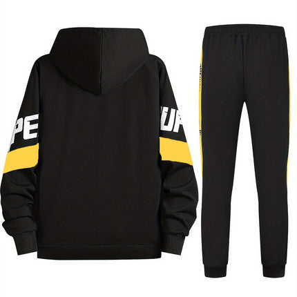 Spring Autumn Hooded Sweatshirt Set Two Piece Sportswear