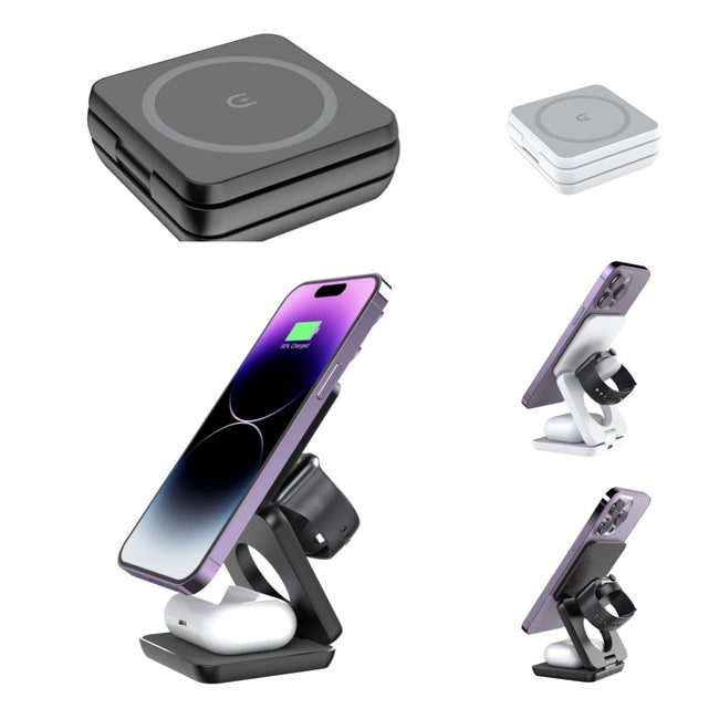 Folding Three-in-one Wireless Charger Portable Magnetic Suction Hover Image