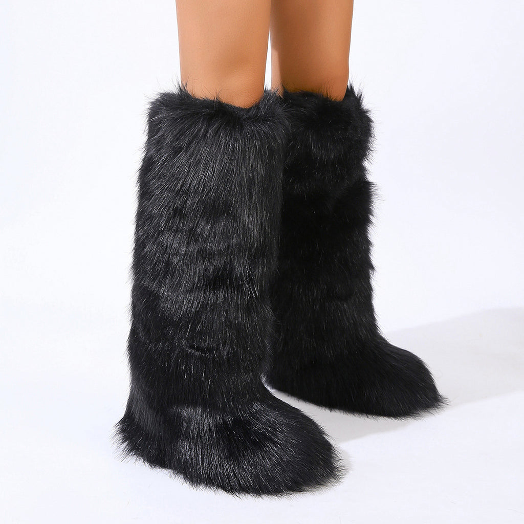 Flat Heel High-top Warm Winter Long Tube Fur Boots