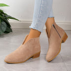 V Cut Chelsea Women's Chunky Heel Pointed Ankle Boots