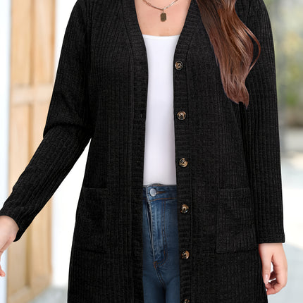 Womens Elegant Black Cardigan With Golden Buttons For Fall