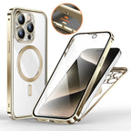 Anti-Privacy Metal Buckle Magnetic Support Wireless Charging Double-Sided Lens Full Cover Phone Case Protective Cover
