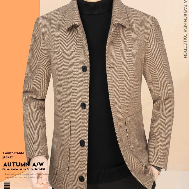 Men's Lapel Woolen Jacket Business Casual Jacket Hover Image