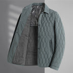Men's Jacket Lightweight Business Diamond Lattice Shirt Autumn Winter Cotton-padded Coat
