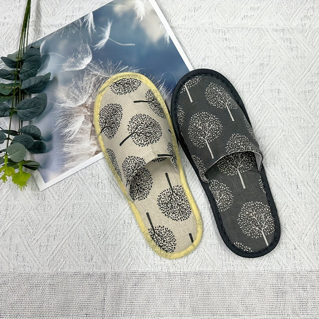 8 Pairs Home Slippers Grey White Linen EVA Soles All Seasons