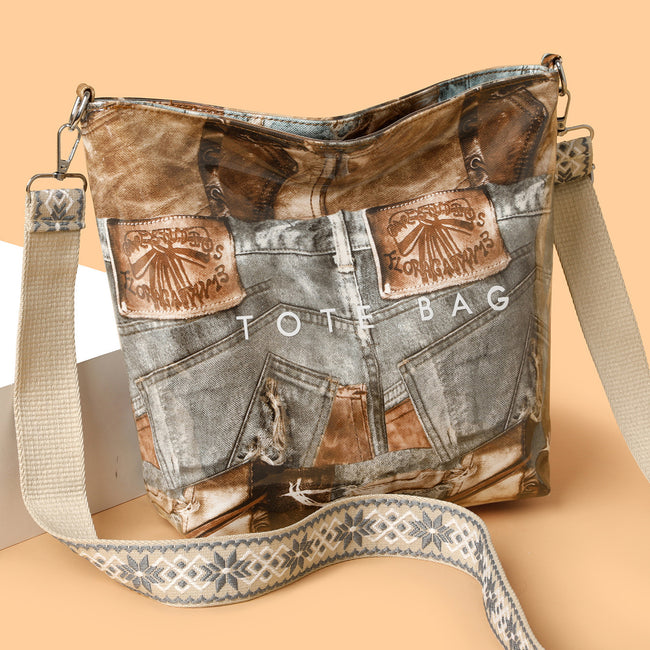 Large Capacity New Retro Patchwork Tote Bag Hover Image