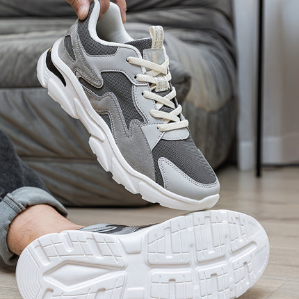 Mens Color Block Splicing Lace Up Low Top Casual Shoes