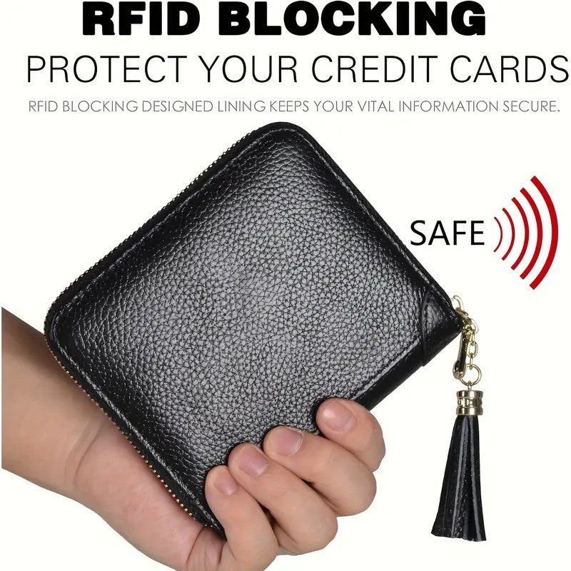 Mini Credit Card Holder For Women RFID Blocking Multifunctional Zipper Coin Purse Large Capacity Card Holder Credit Card Holders Credit Card Case