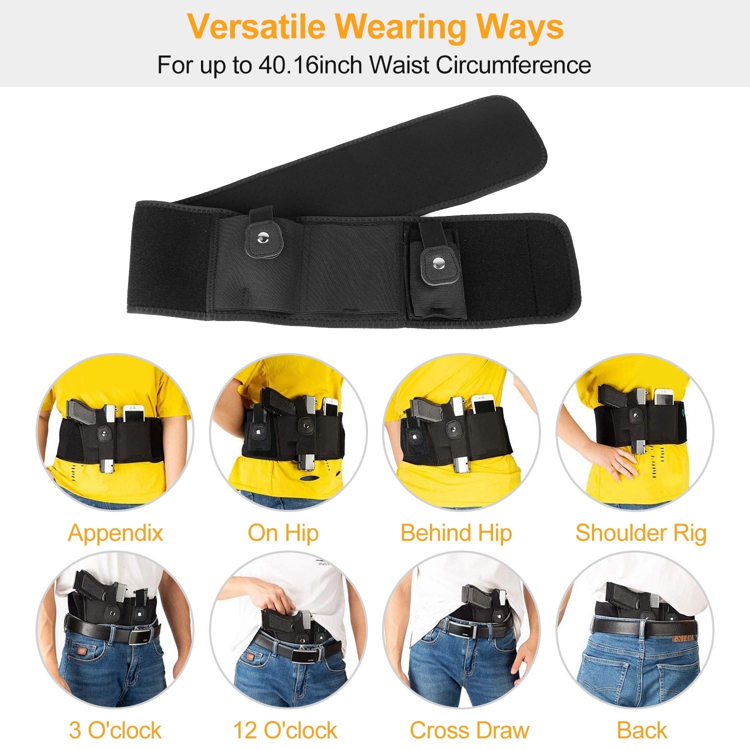 1Pc Belly Band Gun Holster Adjustable Waist Carry Tactical Pistol Pouch Breathable Neoprene Gun Belt Bag