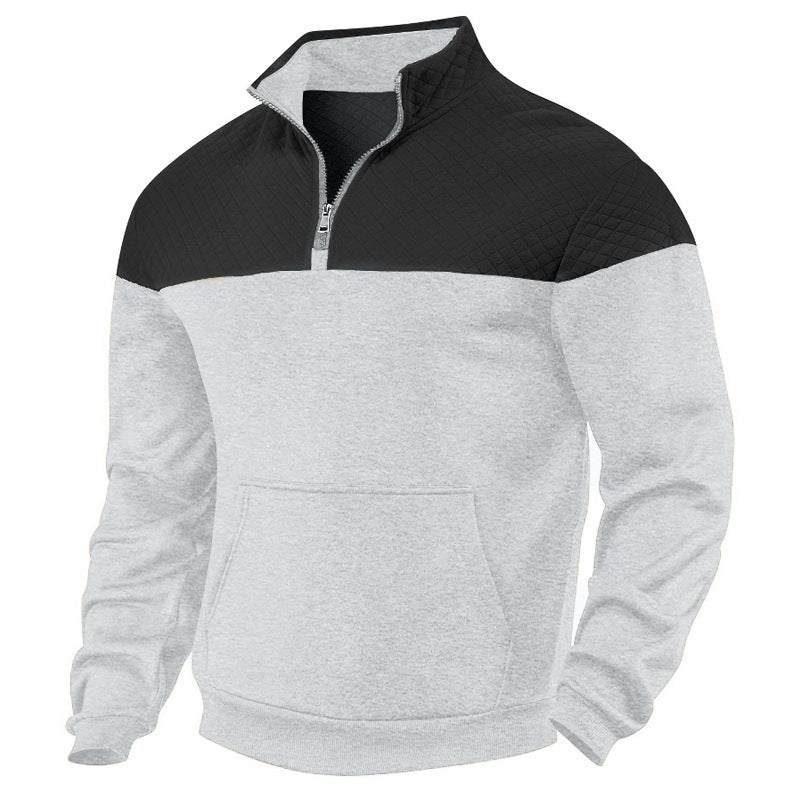 Winter Heavy Fleece-lined Casual Loose Multicolor Men's Plus Size Stand Collar Zipper Sweater