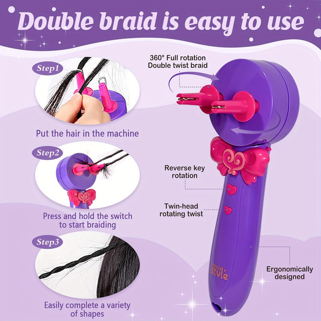 Kids Automatic Hair Braiding Tool 3 In 1 Braider Beads