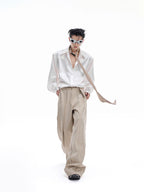 Silk Satin Shirt Commuter Short Wide Top