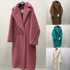 Women's Long Pink Wool Alpaca Fleecefiber Fur Coat