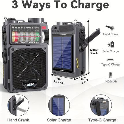 Emergency Solar Hand Crank Radio With USB Charging FM AM