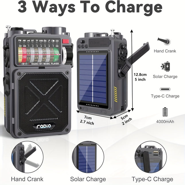 Emergency Solar Hand Crank Radio With USB Charging FM AM