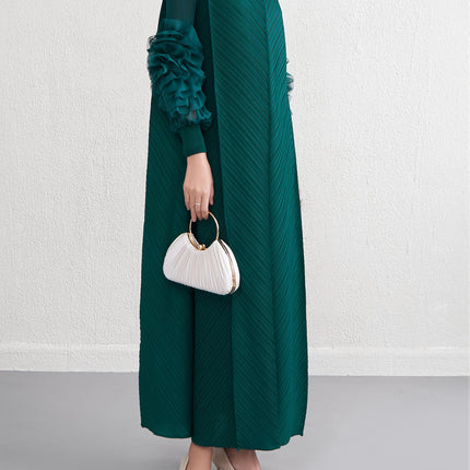 Elegant Long Sleeve White Gown With Ruffled Details A Line