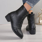 British Style Women's Casual Trend High-top Zipper Fashion Leather Boots