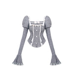 Gray Knitted Top Kitten Embroidered Apron Gray Knitted Cake Dress