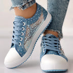 Floral Embroidered Polka Dot Print Sneakers