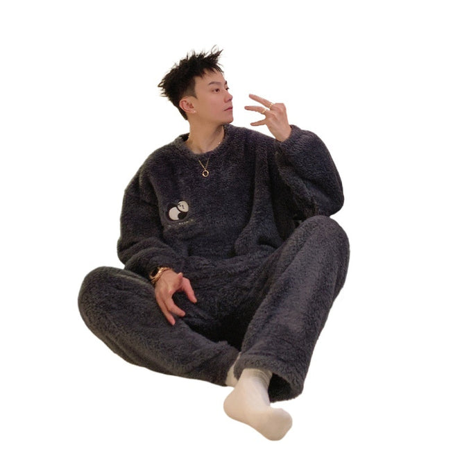 Plush Pajamas Men's Winter Warm Leisure Flannel Suit Main Image