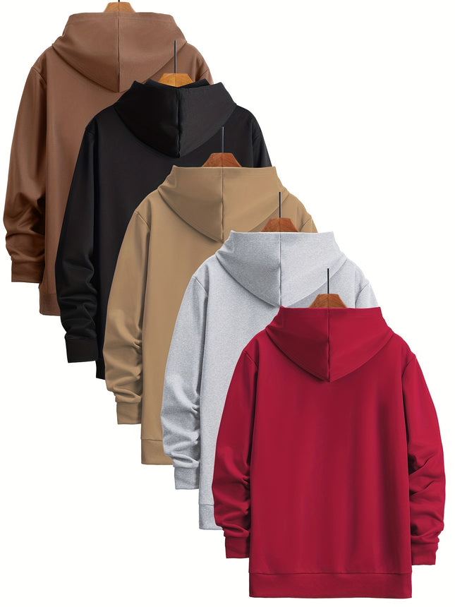 Mens Heavyweight Hooded Sweatshirts 5 Pack With Pockets