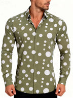 A Casual And Versatile Long-sleeved Shirt With Polka Dot Prints For Teenagers And Men