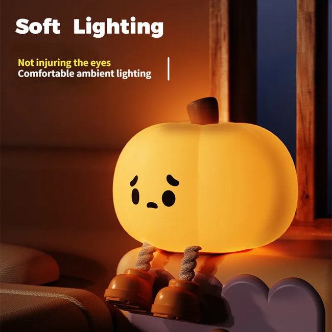 Home Decor Halloween Pumpkin Night Light Cute Soft Silicone Lamp Touch  Dimmable Rechargeable Bedside Decor Light Kids Gifts Halloween Decorations Main Image