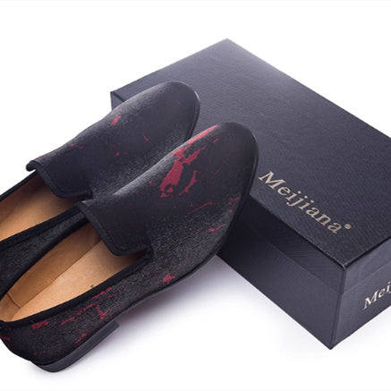 Breathable Casual Popular Black Mixed Color Calfskin Breathable Handmade Men's Leather Shoes Low-top Shoes Main Image