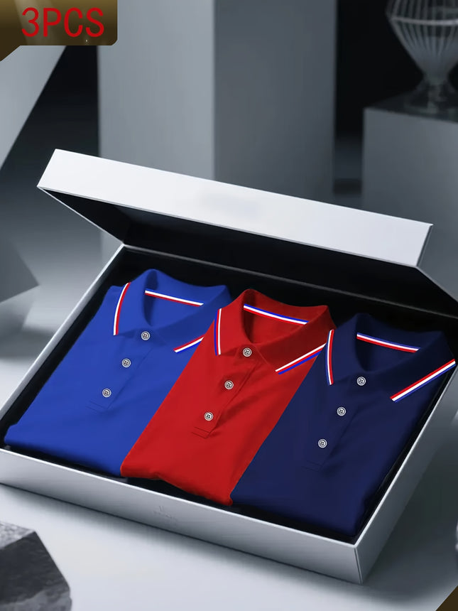 Three Piece Mens Shirt Set Slim Fit Breathable Business