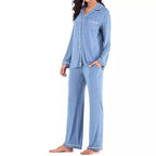 Women's Solid Color Casual Pocket Cardigan Button Long-sleeve Suit