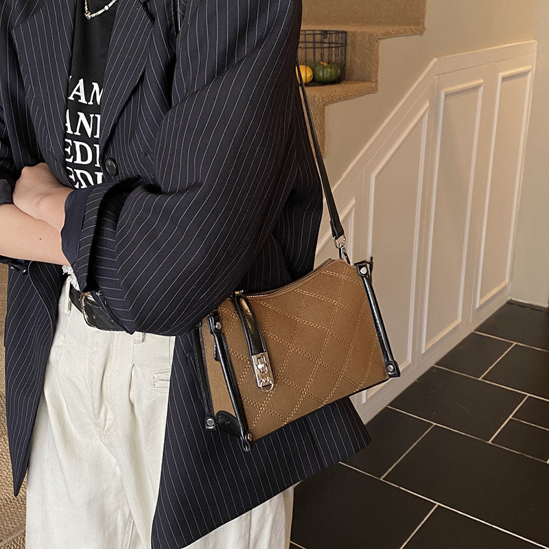 Women's Design Shoulder Messenger Bag High-grade Diamond Plaid