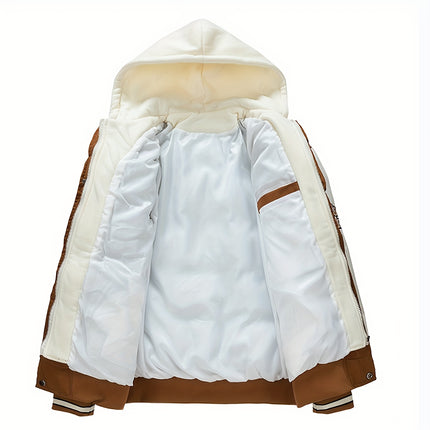 Men's Heavyweight Full Zip Hooded Jacket Two Tone Colorblock