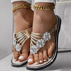 Floral Pattern Flip Flops Comfortable Casual Summer Beach Slippers