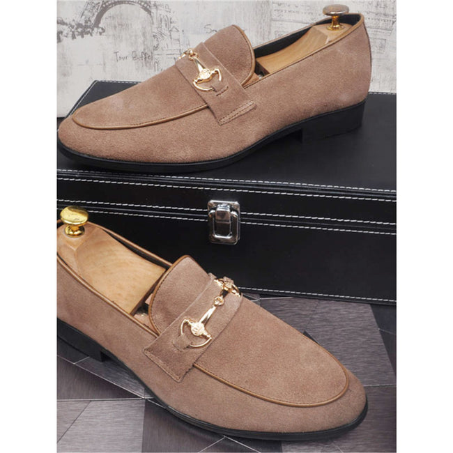 Men's Breathable Genuine Leather Slip-on Trendy Beanie Shoes Light Luxury Suede Leather Lazy Shoes Main Image