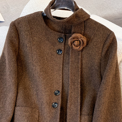 Women Elegant Vintage Wool Coat For Office And Events
