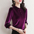 Gold Velvet Middle-aged Mom Top Western Style Slimming Women's Base Shirt