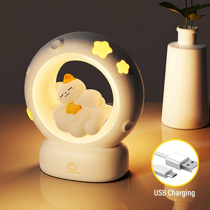 Bedside Cat Night Light USB Rechargeable Dimmable Lamp