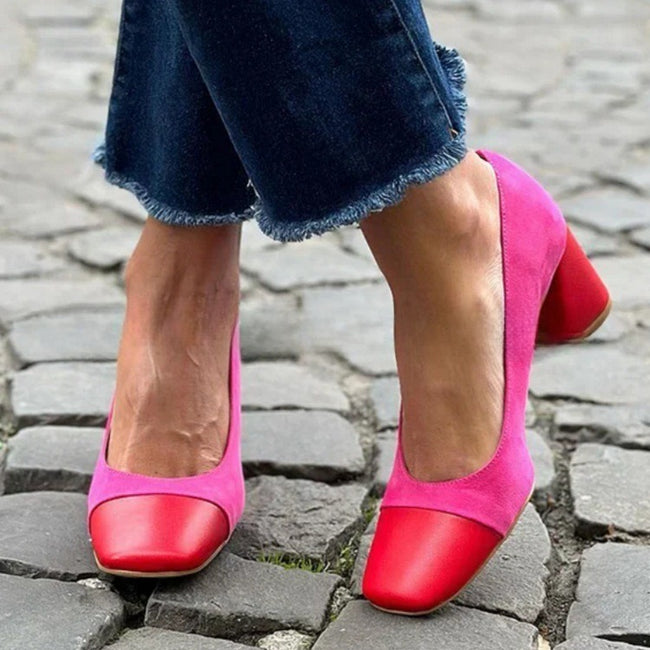 Women's Fashion High Heel Stitching Plus Size Elegant Pumps Main Image