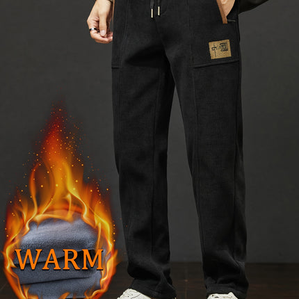 Mens Casual Warm Pants Chic Stretch Trousers Fall Winter