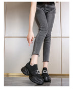 Rhinestone Square Buckle Breathable Mesh Casual Baotou Half Slippers