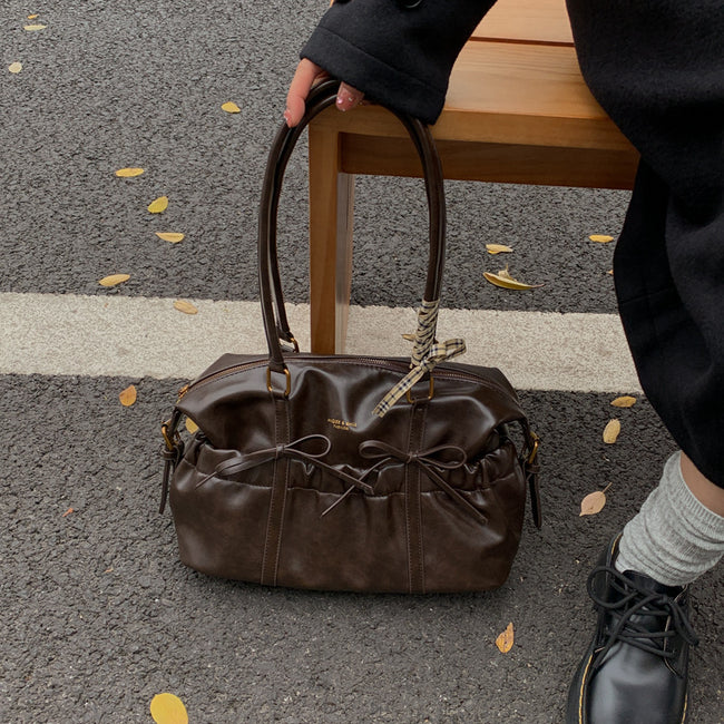 Retro Women's New Fashionable Korean Style Portable Bowling Bag Large Capacity Hover Image