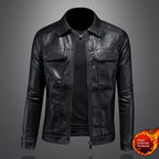 Men's Lapel Biker's Leather Jacket Slim Fit