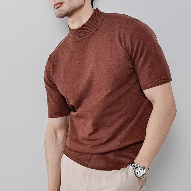 Knitwear Men's Ice Silk Half Turtleneck Solid Color Hover Image