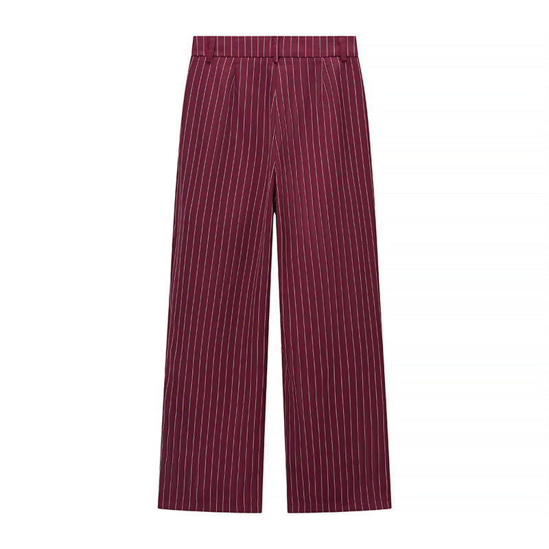 Female Casual Versatile Suit Jacket Casual Pants Striped