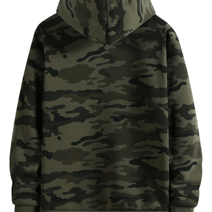 Mens Camouflage Hoodie Fleece Sweatshirt Loose Autumn