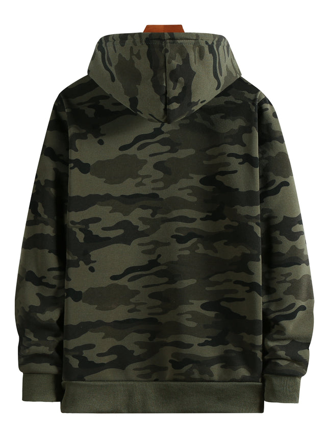 Mens Camouflage Hoodie Fleece Sweatshirt Loose Autumn